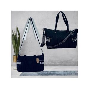 NWT STEVE MADDEN Gorgeous Bwythe Black Nylon Quilted Big Weekender Duffle Bag